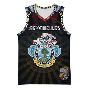 Personalized Seychelles Roots Basketball Jersey African Pride in Fingerprint and Tribal Colors - African Pride