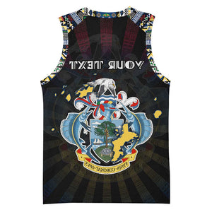 Personalized Seychelles Roots Basketball Jersey African Pride in Fingerprint and Tribal Colors - African Pride