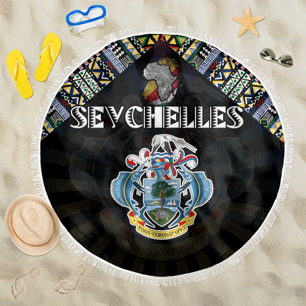 Seychelles Roots Beach Blanket African Pride in Fingerprint and Tribal Colors