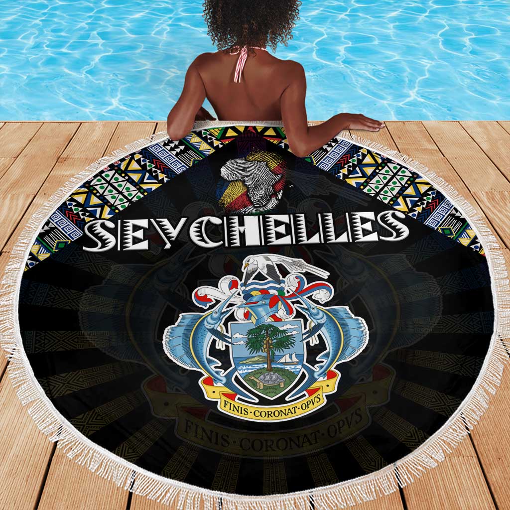 Seychelles Roots Beach Blanket African Pride in Fingerprint and Tribal Colors