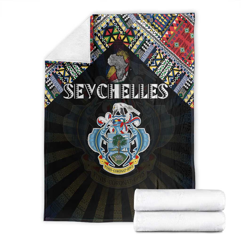 Seychelles Roots Blanket African Pride in Fingerprint and Tribal Colors