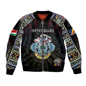 Personalized Seychelles Roots Bomber Jacket African Pride in Fingerprint and Tribal Colors