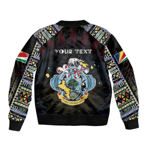 Personalized Seychelles Roots Bomber Jacket African Pride in Fingerprint and Tribal Colors