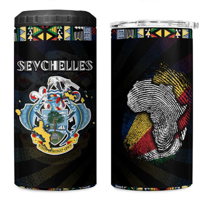 Seychelles Roots 4 in 1 Can Cooler Tumbler African Pride in Fingerprint and Tribal Colors
