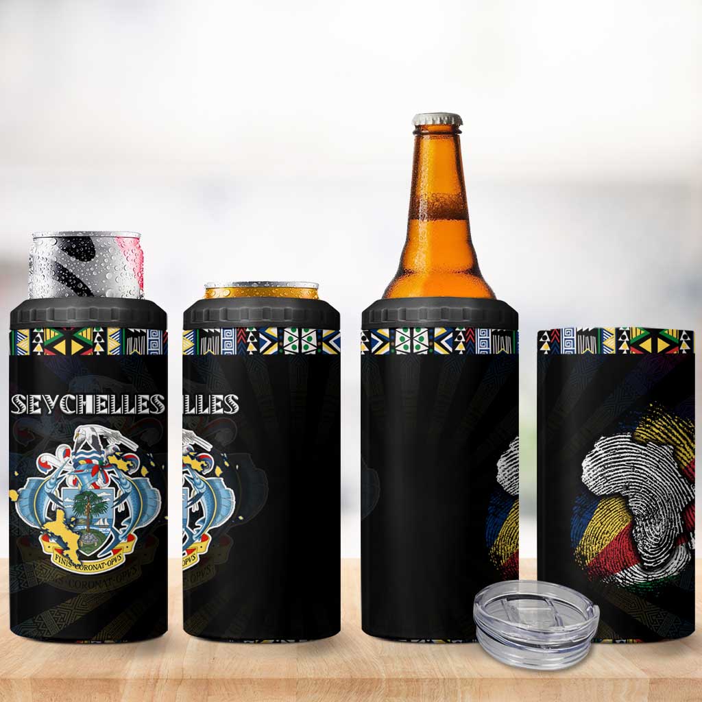 Seychelles Roots 4 in 1 Can Cooler Tumbler African Pride in Fingerprint and Tribal Colors