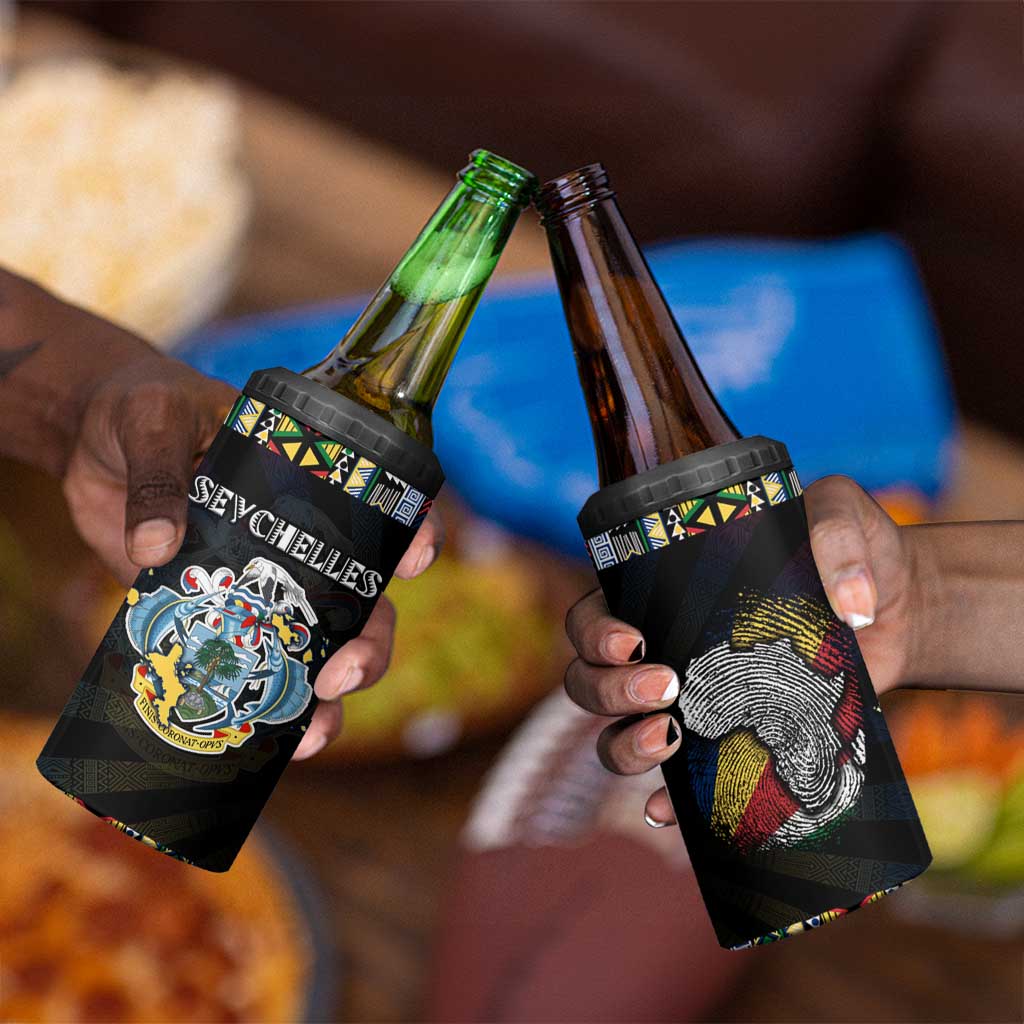 Seychelles Roots 4 in 1 Can Cooler Tumbler African Pride in Fingerprint and Tribal Colors