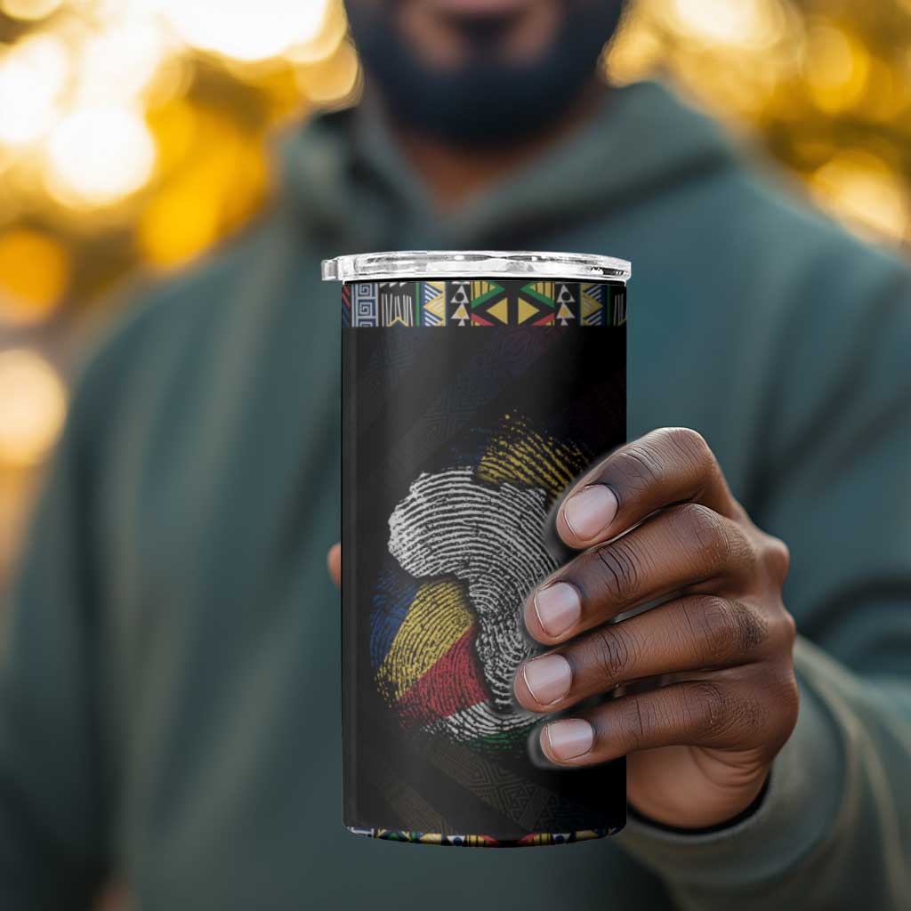 Seychelles Roots 4 in 1 Can Cooler Tumbler African Pride in Fingerprint and Tribal Colors