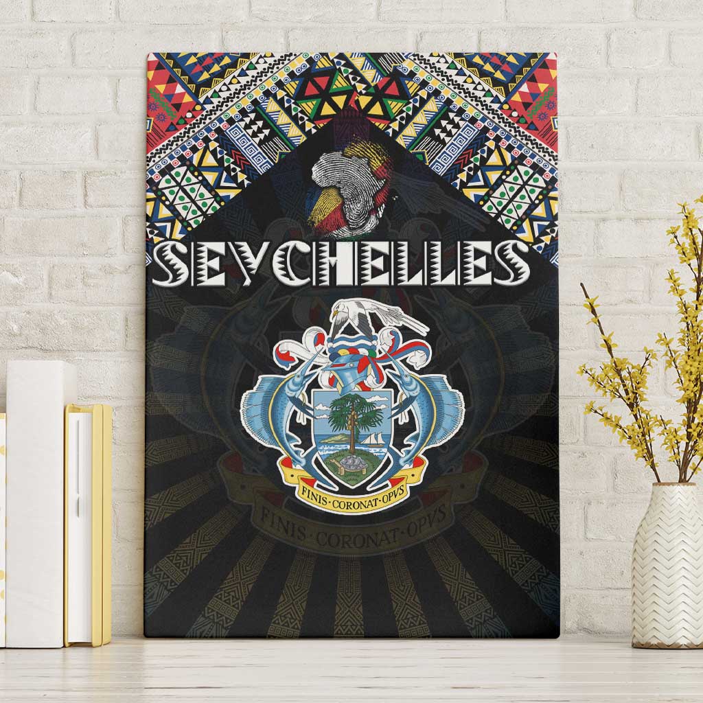 Seychelles Roots Canvas Wall Art African Pride in Fingerprint and Tribal Colors