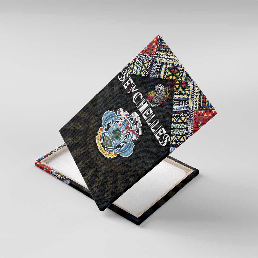 Seychelles Roots Canvas Wall Art African Pride in Fingerprint and Tribal Colors