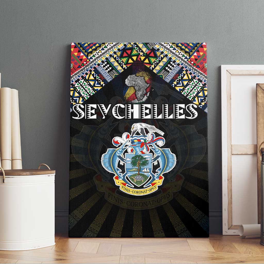 Seychelles Roots Canvas Wall Art African Pride in Fingerprint and Tribal Colors