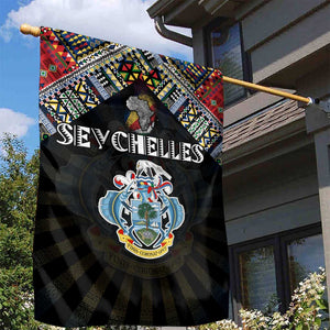 Seychelles Roots Garden Flag African Pride in Fingerprint and Tribal Colors