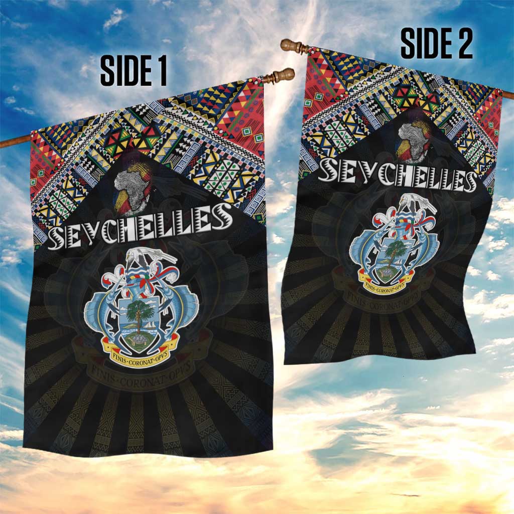 Seychelles Roots Garden Flag African Pride in Fingerprint and Tribal Colors