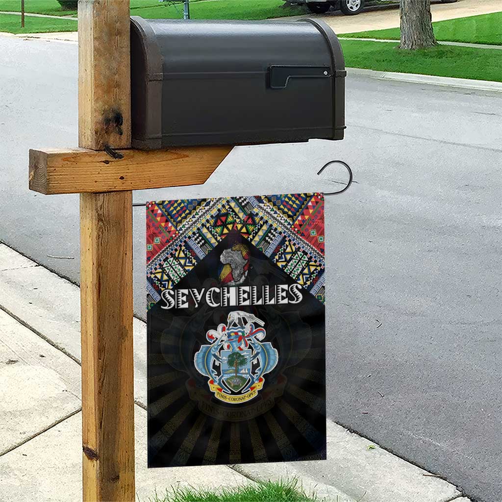 Seychelles Roots Garden Flag African Pride in Fingerprint and Tribal Colors