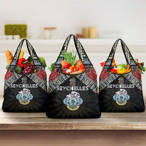 Seychelles Roots Grocery Bag African Pride in Fingerprint and Tribal Colors