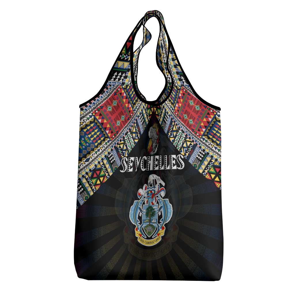 Seychelles Roots Grocery Bag African Pride in Fingerprint and Tribal Colors