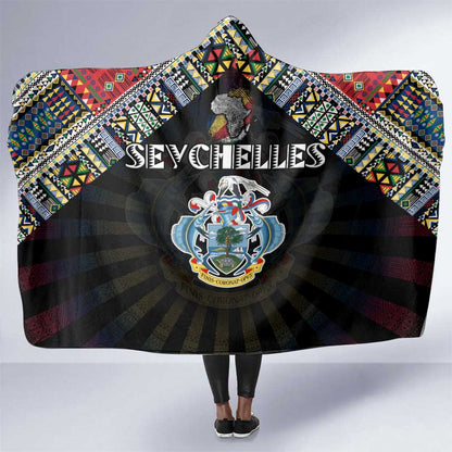 Seychelles Roots Hooded Blanket African Pride in Fingerprint and Tribal Colors