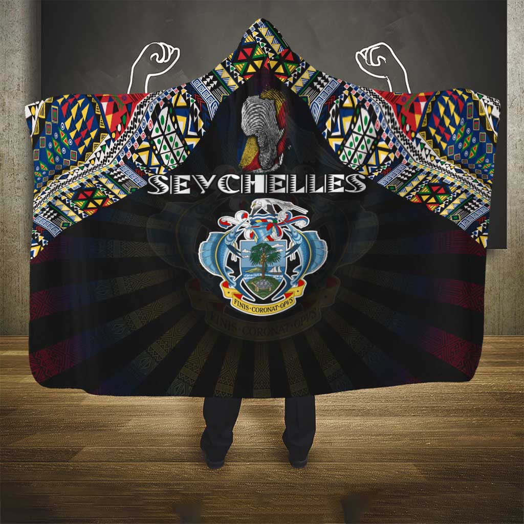 Seychelles Roots Hooded Blanket African Pride in Fingerprint and Tribal Colors