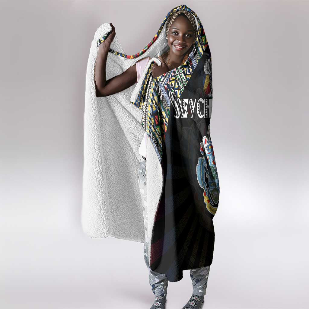 Seychelles Roots Hooded Blanket African Pride in Fingerprint and Tribal Colors