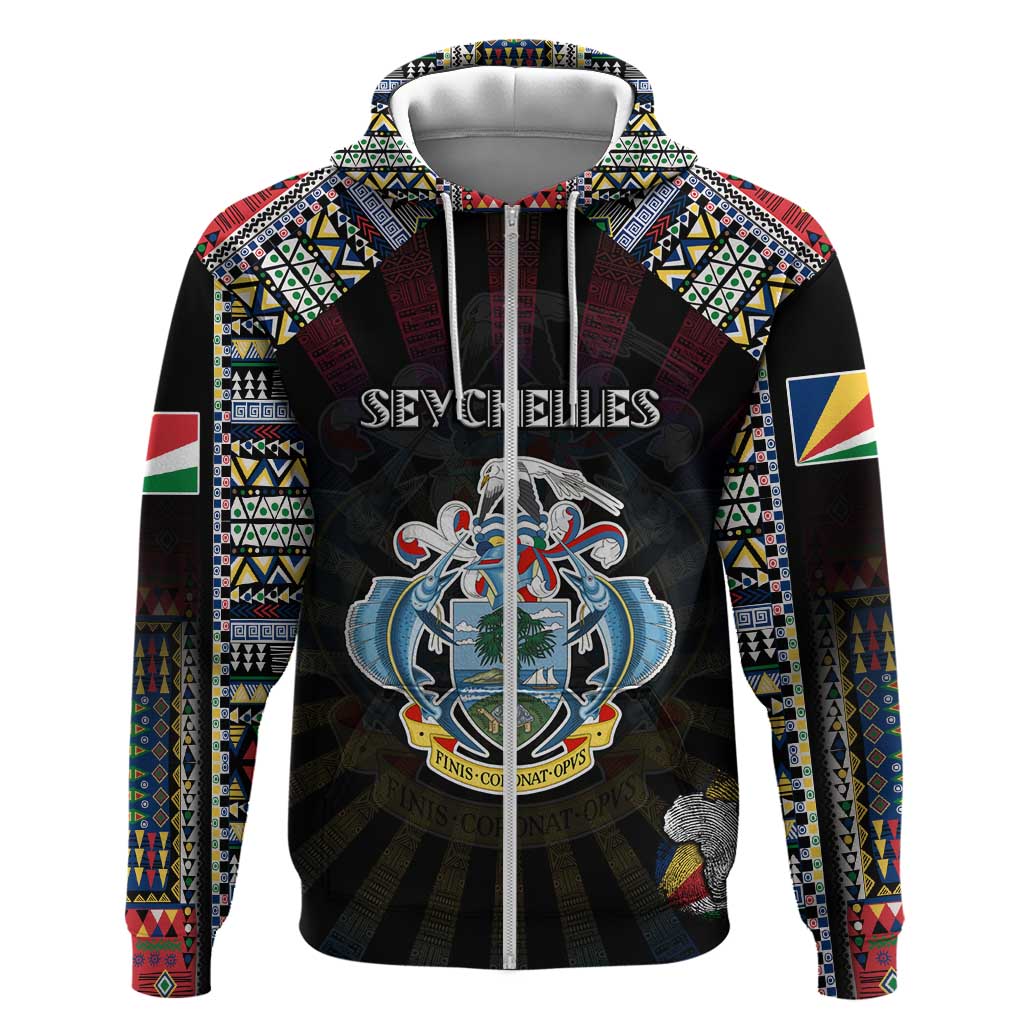 Personalized Seychelles Roots Hoodie African Pride in Fingerprint and Tribal Colors