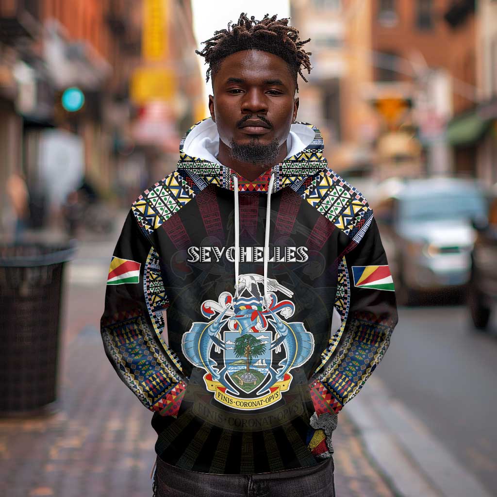 Personalized Seychelles Roots Hoodie African Pride in Fingerprint and Tribal Colors