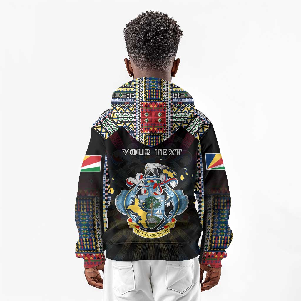 Personalized Seychelles Roots Kid Hoodie African Pride in Fingerprint and Tribal Colors