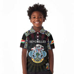 Personalized Seychelles Roots Kid Polo Shirt African Pride in Fingerprint and Tribal Colors