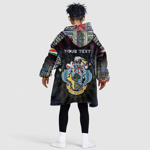 Personalized Seychelles Roots Kid Wearable Blanket Hoodie African Pride in Fingerprint and Tribal Colors