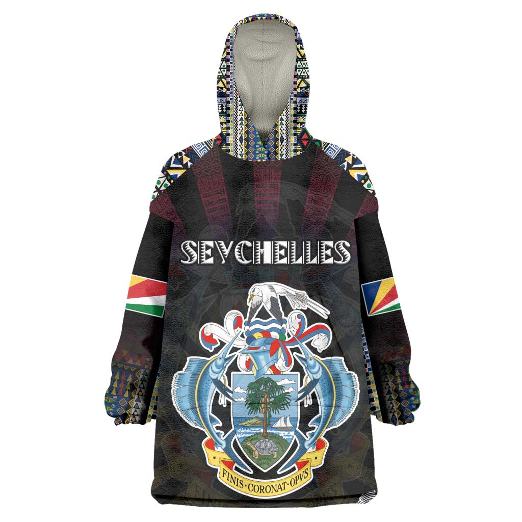 Personalized Seychelles Roots Kid Wearable Blanket Hoodie African Pride in Fingerprint and Tribal Colors