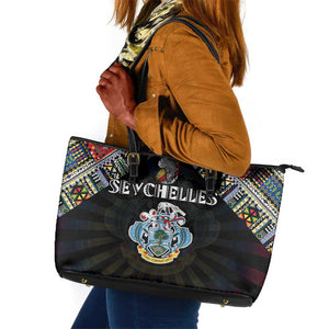 Seychelles Roots Leather Tote Bag African Pride in Fingerprint and Tribal Colors