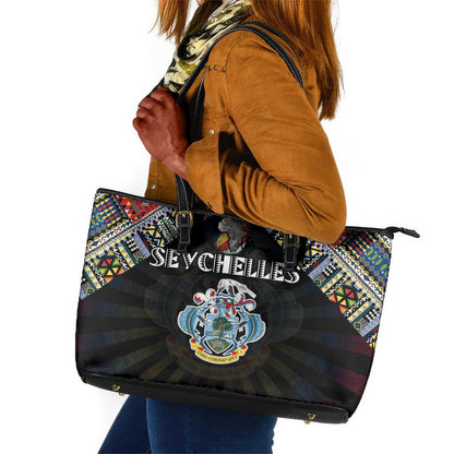 Seychelles Roots Leather Tote Bag African Pride in Fingerprint and Tribal Colors