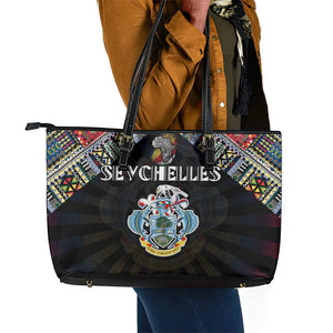 Seychelles Roots Leather Tote Bag African Pride in Fingerprint and Tribal Colors
