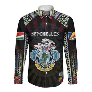 Personalized Seychelles Roots Long Sleeve Button Shirt African Pride in Fingerprint and Tribal Colors