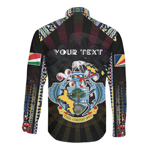 Personalized Seychelles Roots Long Sleeve Button Shirt African Pride in Fingerprint and Tribal Colors