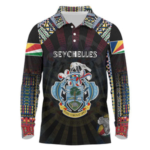 Personalized Seychelles Roots Long Sleeve Polo Shirt African Pride in Fingerprint and Tribal Colors