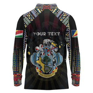 Personalized Seychelles Roots Long Sleeve Polo Shirt African Pride in Fingerprint and Tribal Colors