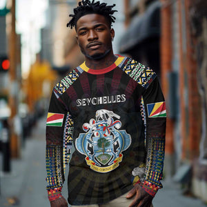 Personalized Seychelles Roots Long Sleeve Shirt African Pride in Fingerprint and Tribal Colors