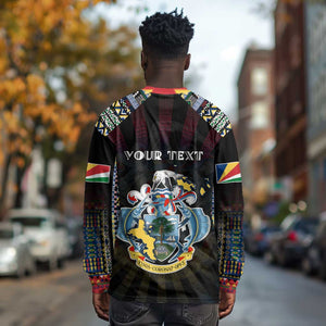 Personalized Seychelles Roots Long Sleeve Shirt African Pride in Fingerprint and Tribal Colors