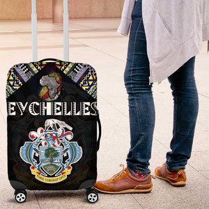Seychelles Roots Luggage Cover African Pride in Fingerprint and Tribal Colors
