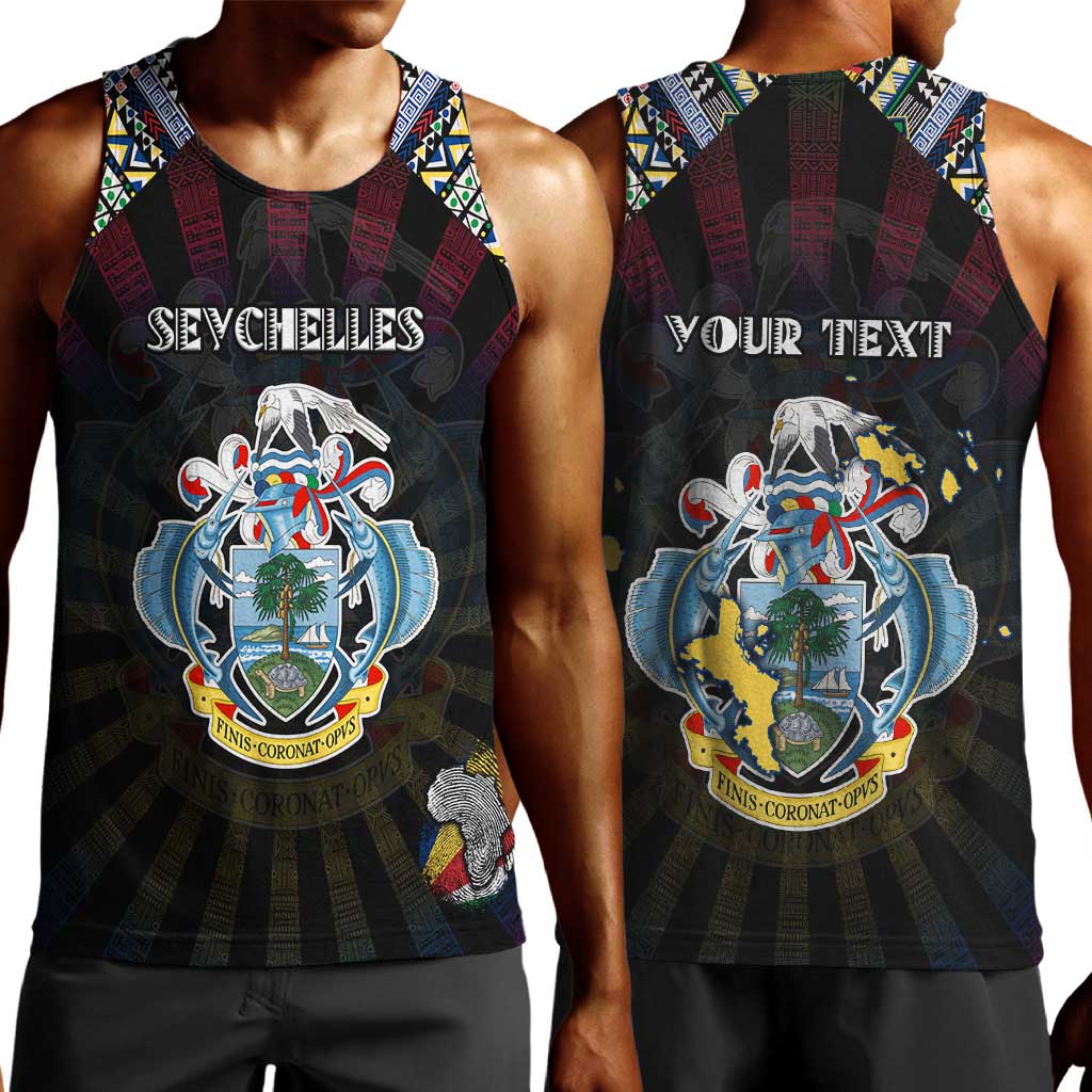 Personalized Seychelles Roots Men Tank Top African Pride in Fingerprint and Tribal Colors