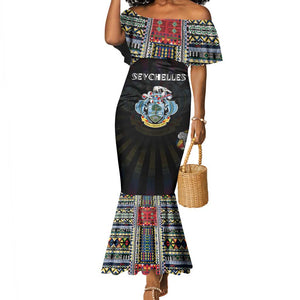 Personalized Seychelles Roots Mermaid Dress African Pride in Fingerprint and Tribal Colors