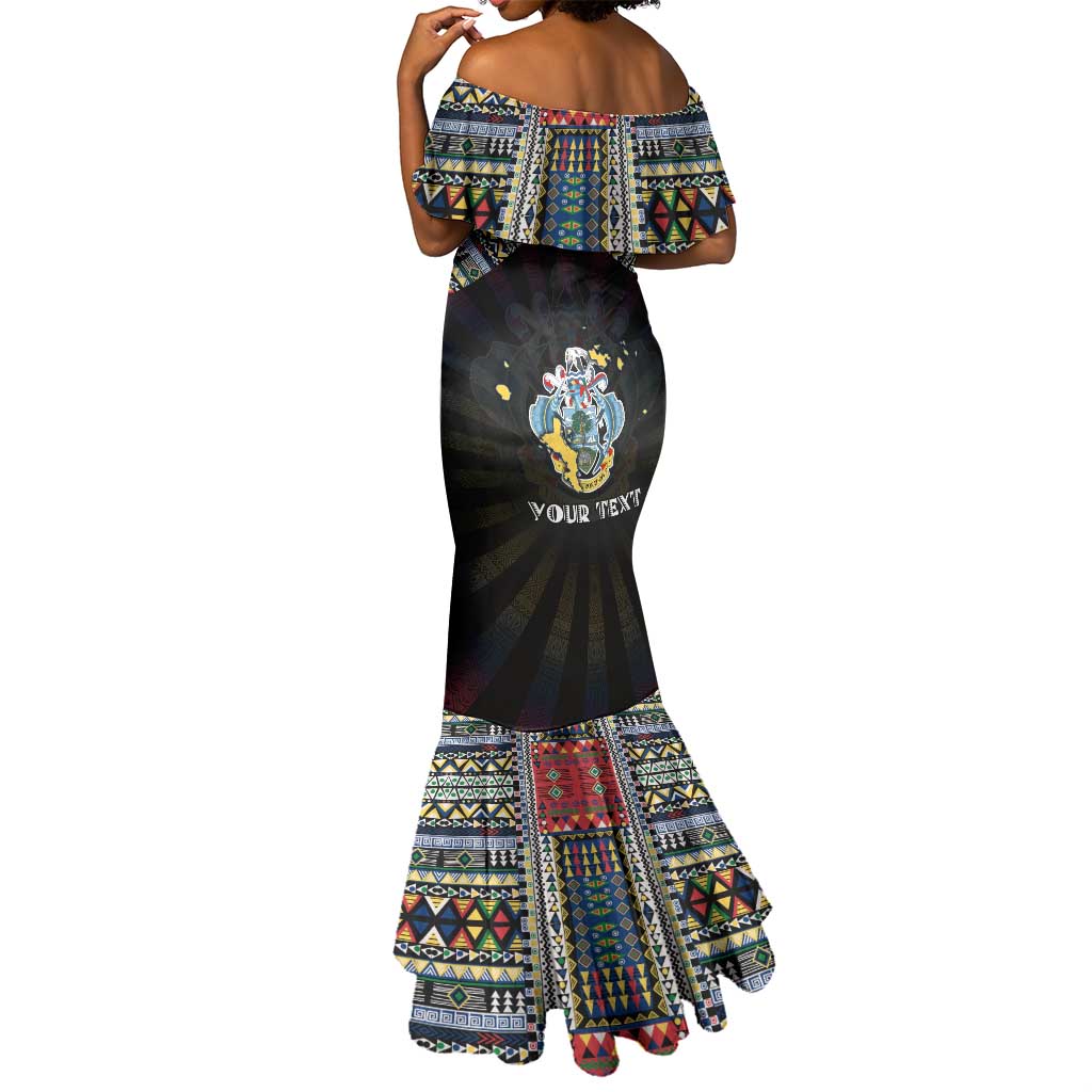 Personalized Seychelles Roots Mermaid Dress African Pride in Fingerprint and Tribal Colors