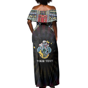Personalized Seychelles Roots Off Shoulder Maxi Dress African Pride in Fingerprint and Tribal Colors