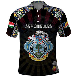 Personalized Seychelles Roots Polo Shirt African Pride in Fingerprint and Tribal Colors