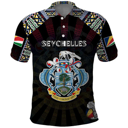 Personalized Seychelles Roots Polo Shirt African Pride in Fingerprint and Tribal Colors