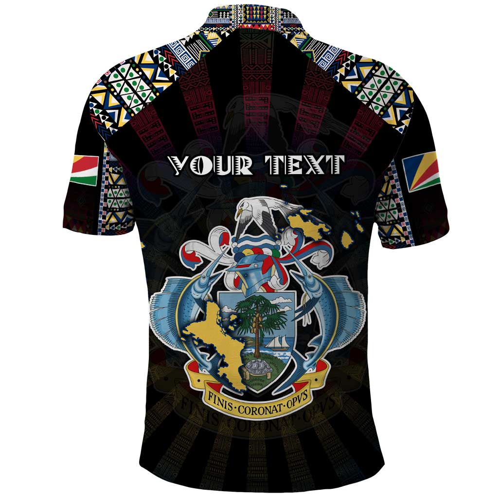 Personalized Seychelles Roots Polo Shirt African Pride in Fingerprint and Tribal Colors