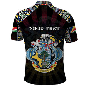 Personalized Seychelles Roots Polo Shirt African Pride in Fingerprint and Tribal Colors
