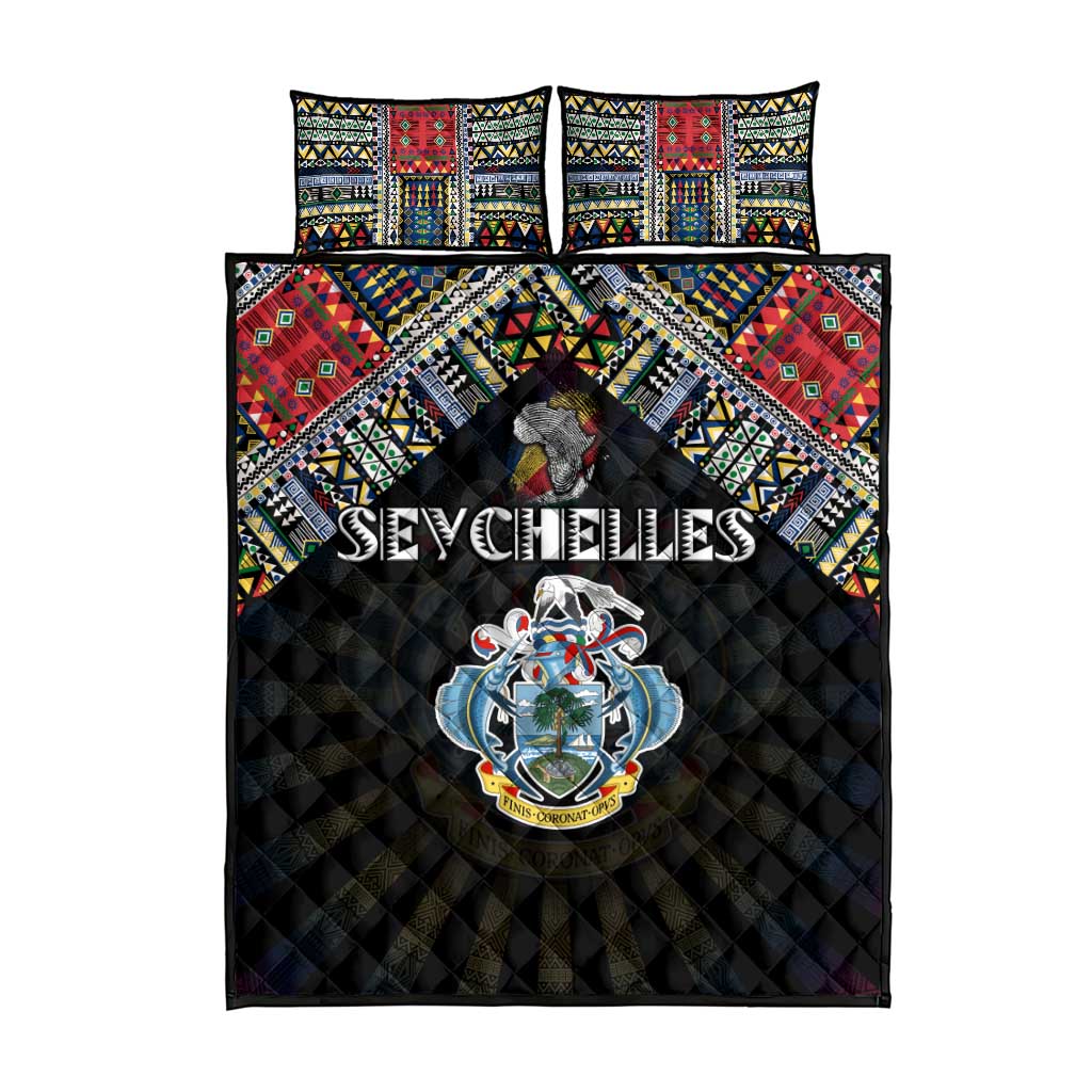 Seychelles Roots Quilt Bed Set African Pride in Fingerprint and Tribal Colors