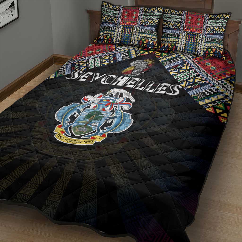 Seychelles Roots Quilt Bed Set African Pride in Fingerprint and Tribal Colors