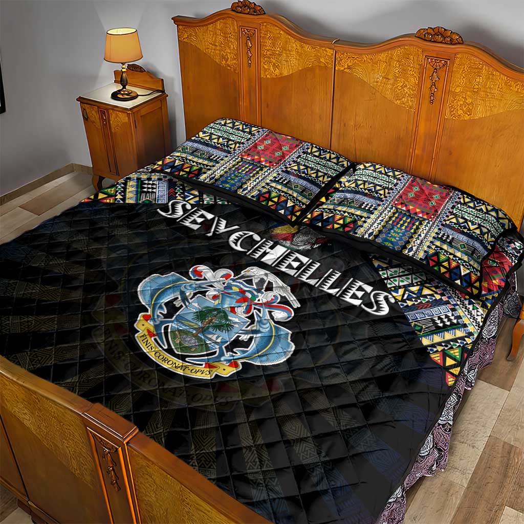 Seychelles Roots Quilt Bed Set African Pride in Fingerprint and Tribal Colors