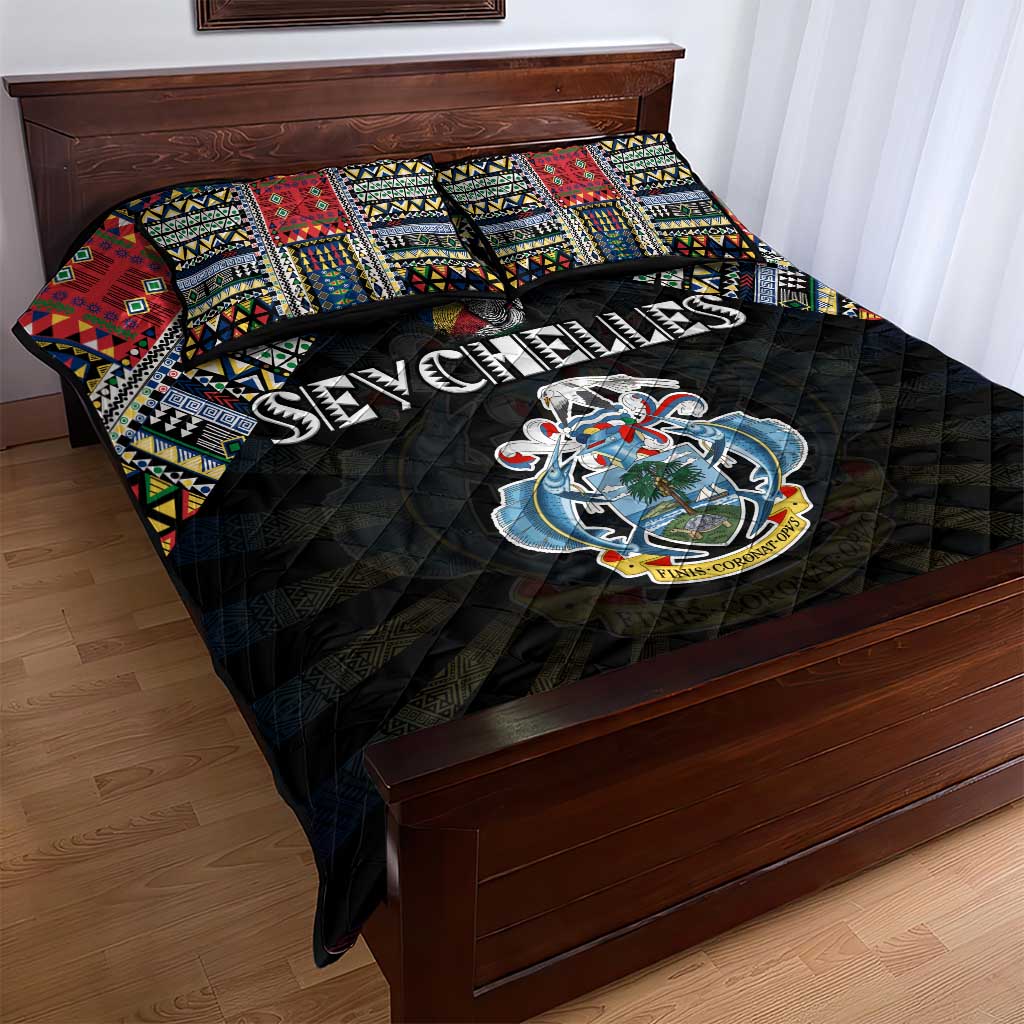Seychelles Roots Quilt Bed Set African Pride in Fingerprint and Tribal Colors